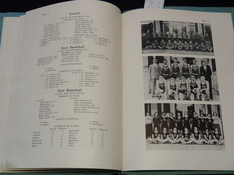 1938 ACORNS DEPOSIT HIGH SCHOOL YEARBOOK - SOFTCOVER - DEPOSIT NEW YORK - J 8030