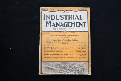 1919 OCT INDUSTRIAL MANAGEMENT MAGAZINE - IND. ORGANIZATION COVER - E 10637