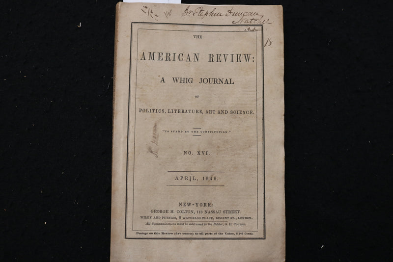1846 APRIL THE AMERICAN REVIEW - A WHIG JOURNAL - TYPEE - MELVILLE - K 2395
