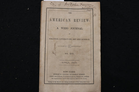 1846 APRIL THE AMERICAN REVIEW - A WHIG JOURNAL - TYPEE - MELVILLE - K 2395