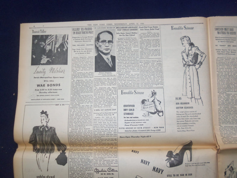 1943 APR 21 NEW YORK TIMES-ROOSEVELT, ON TOUR, VISITS MEXICAN PRESIDENT- NP 6532