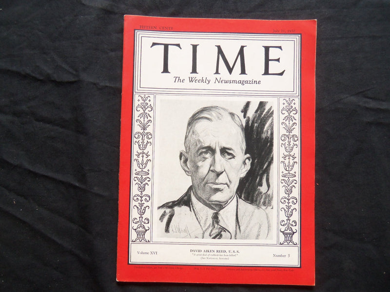 1930 JULY 21 TIME MAGAZINE - DAVID AIKEN REED - T 236