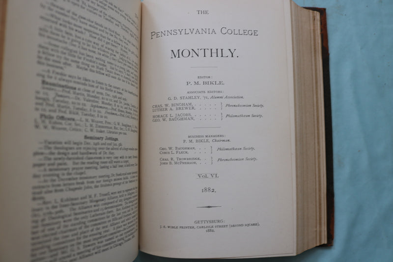 1877-1890 PENNSYLVANIA COLLEGE MONTHLY BOUND VOLUMES - LOT OF 7 - KD 9561