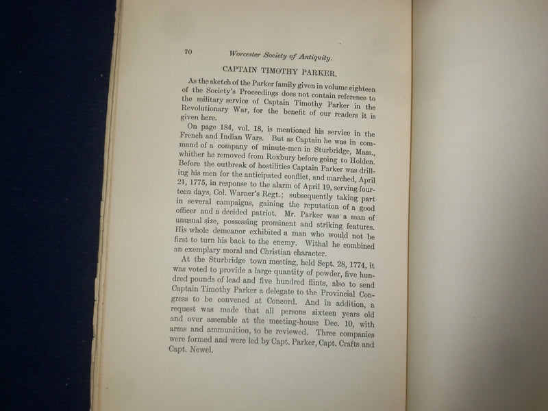 1904 WORCESTER SOCIETY OF ANTIQUITY PROCEEDINGS - NUMBER 1, VOLUME 20 - J 4606