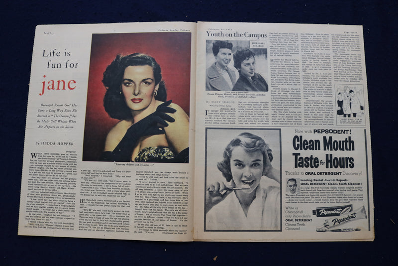 1953 FEBRUARY 22 GRAFIC MAGAZINE - JANE RUSSELL ARTICLE AND PHOTO - E 23021