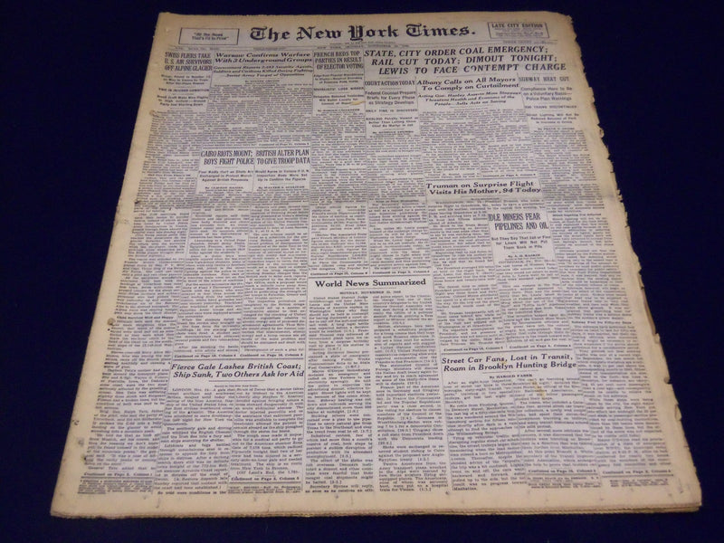 1946 NOVEMBER 25 NEW YORK TIMES - LEWIS TO FACE CONTEMPT CHARGE - NT 830