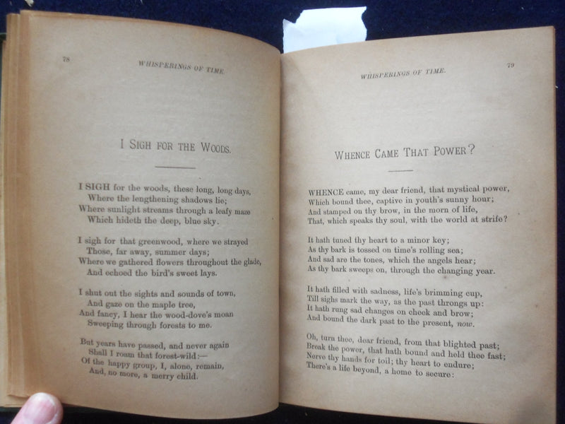 1878 WHISPERINGS OF TIME HARDCOVER BOOK BY DELIA M. HILLS - KD 8430