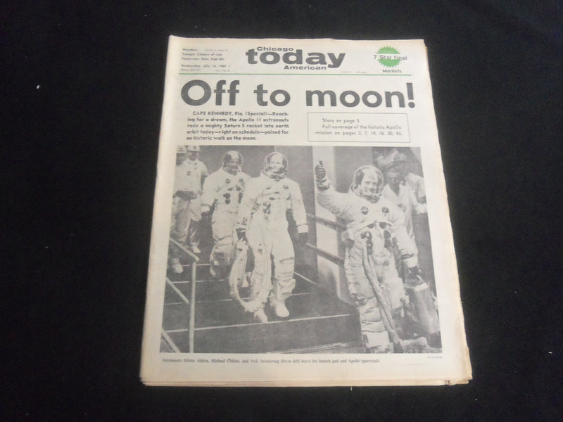 1969 JULY 16 CHICAGO AMERICAN TODAY NEWSPAPER- ASTRONAUTS OFF TO MOON! - NP 5842