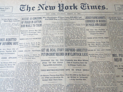 1925 MARCH 14 NEW YORK TIMES - GET OIL DEAL STORY PUT ON COURT RECORD - NT 7194