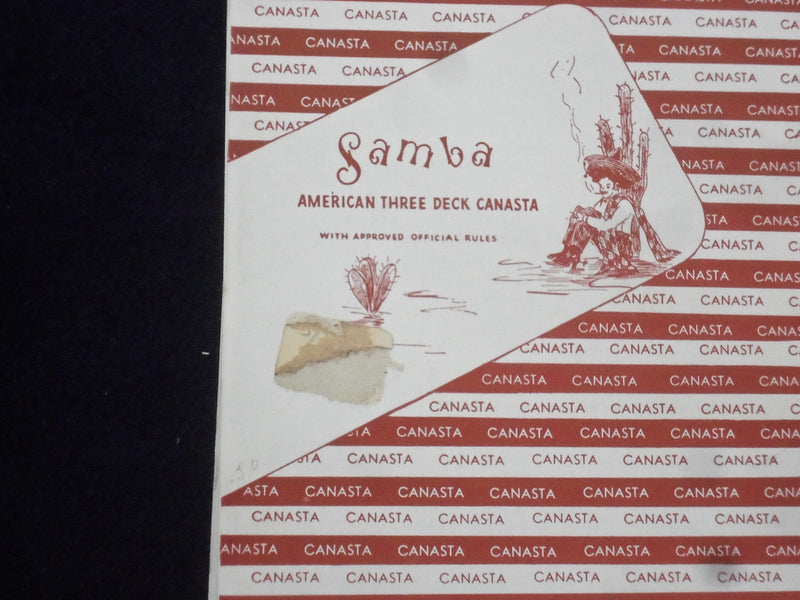 1952 SAMBA AMERICAN THREE DECK CANASTA W/RULES SOFTCOVER-94 SCORESHEETS - J 9633