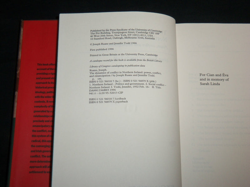 1996 THE DYNAMICS OF CONFLICT IN NORTHERN IRELAND HARDCOVER BOOK - KD 6922