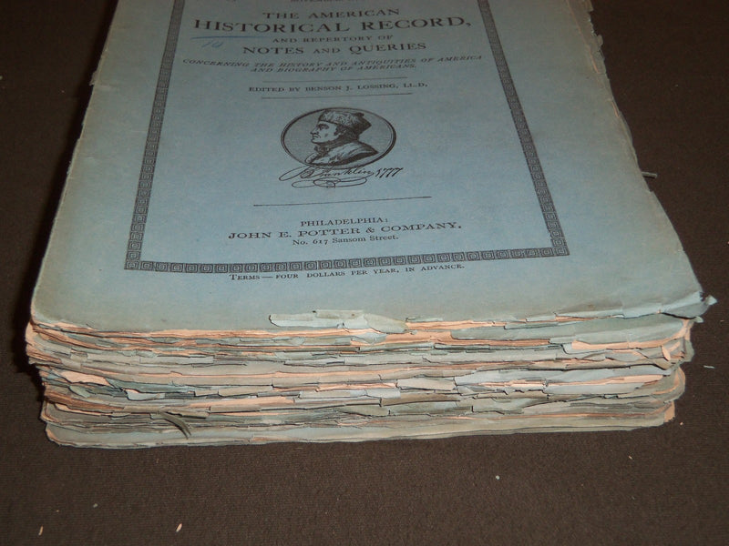 1873-1874 THE AMERICAN HISTORICAL RECORD LOT OF 14 - NOTES & QUERIES - WR 393