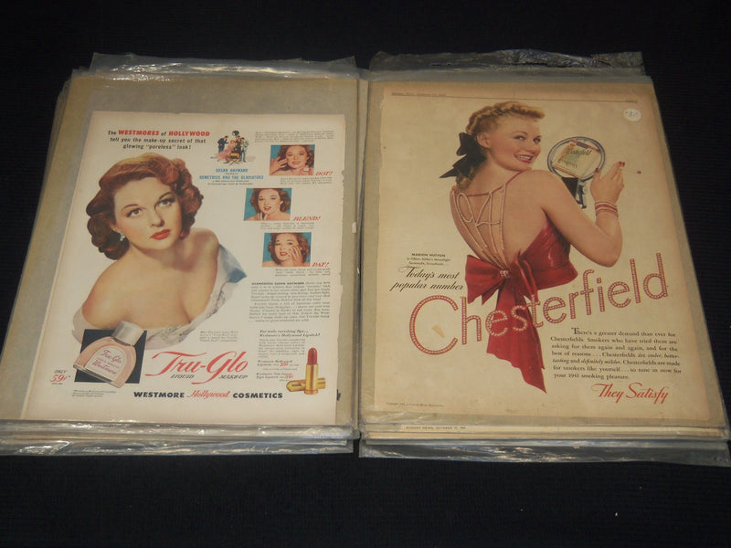 ASSORTED MAGAZINE CELEBRITY ADVERTISEMENTS LOT - 34 PIECES - O 3824