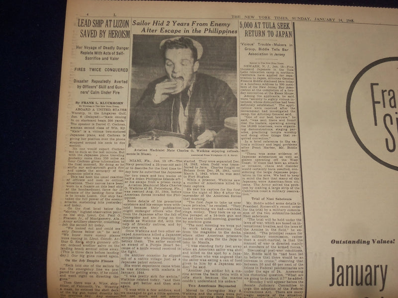 1945 JAN 14 NEW YORK TIMES - RUSSIANS OPEN WINTER OFFENSIVE IN POLAND - NP 6652