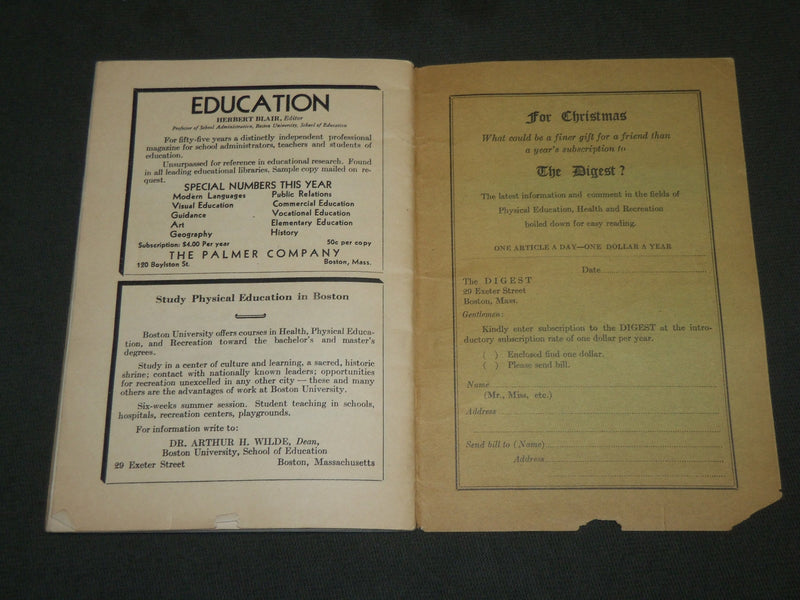 1934 DECEMBER PHYSICAL EDUCATION DIGEST MAGAZINE - HEALTH & RECREATION - J 6137
