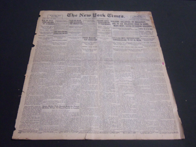 1920 DECEMBER 2 NEW YORK TIMES - BUILDING COLLAPSES ON BROADWAY - NT 6759