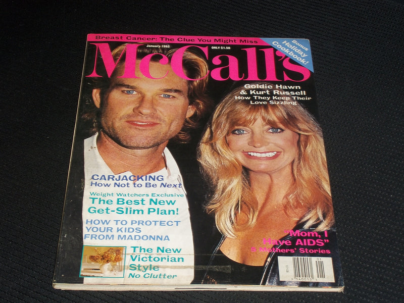 1993 JANUARY MCCALL'S MAGAZINE - GOLDIE HAWN & KURT RUSSELL FRONT COVER - E 531