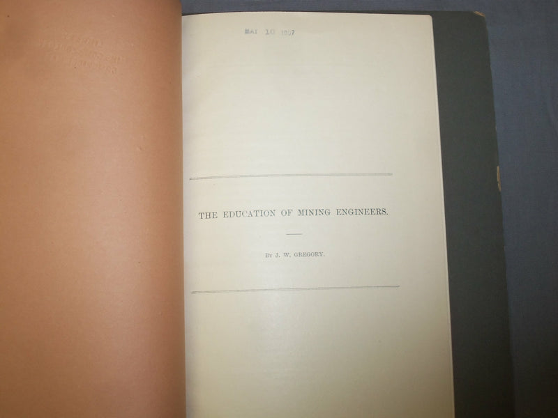 1906 THE EDUCATION OF MINING ENGINEERS BY J. W. GREGORY - J 4921