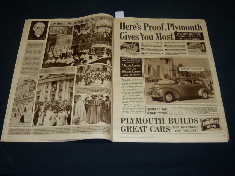 1939 MARCH 12 SAN FRANCISCO CHRONICLE COLORGRAVURE SECTION - NEW POPE - NP 5091