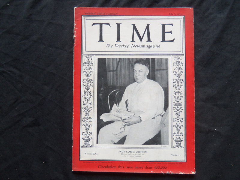 1933 JULY 3 TIME MAGAZINE - HUGH SAMUEL JOHNSON - T 377