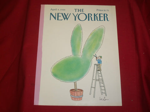1988 APRIL 4 NEW YORKER MAGAZINE FRONT COVER ONLY - GREAT ART FOR FRAMING