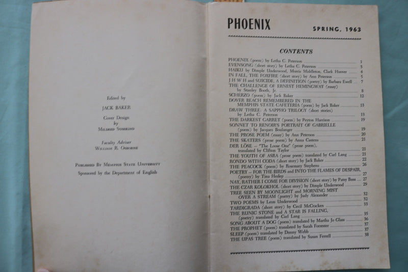 1961-1963 PHOENIX MAGAZINE - MEMPHIS STATE UNIVERSITY - LOT OF 5 - K 3425