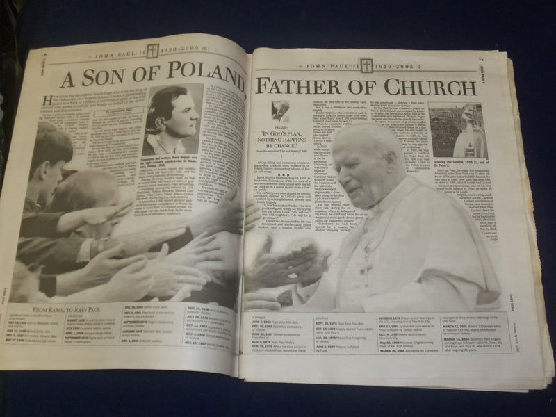 2005 APRIL 3 NEW YORK DAILY NEWS NEWSPAPER - POPE JOHN PAUL II DIED - NP 4195