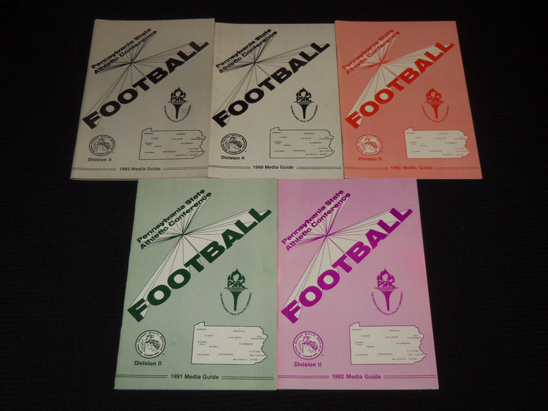 1985-1992 PENNSYLVANIA STATE ATHLETIC CONFERENCE FOOTBALL GUIDES LOT OF -O 3027E