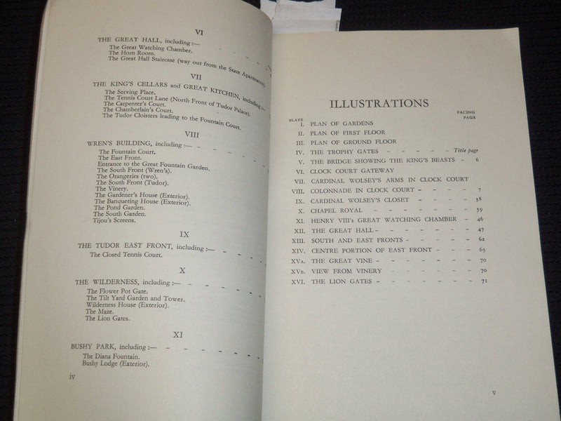 1934 HAMPTON COURT PALACE GUIDE BOOK - PALACE & GARDENS - J 9532