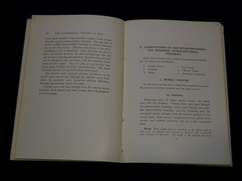 1925 THE INTERVERTEBRAL FORMANIA IN MAN BOOK BY HAROLD SWANBERG - KD 7870