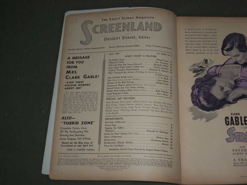 1940 APRIL SCREENLAND MAGAZINE - MADELEINE CARROLL COVER - M 51