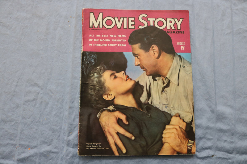 1943 AUGUST MOVIE STORY MAGAZINE - INGRID BERGMAN & GARY COOPER COVER - ST 1002C