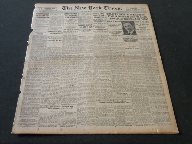 1925 AUGUST 16 NEW YORK TIMES - JOHN LYONS IN RACE FOR MAYOR - NT 5438