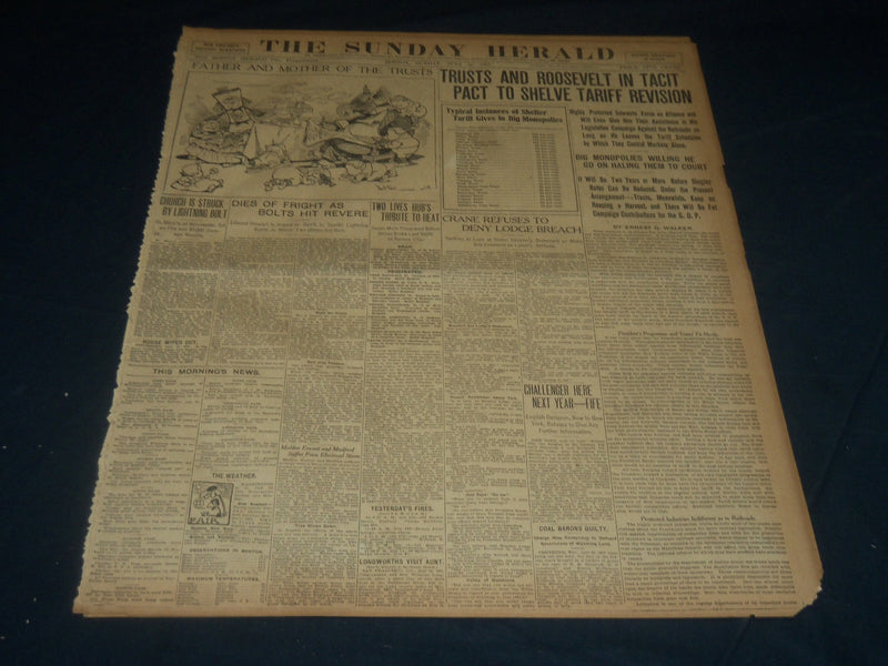 1907 JULY 21 THE BOSTON HERALD TWISTS & ROOSEVELT SHELVE TARIFF REVISION- BH 255