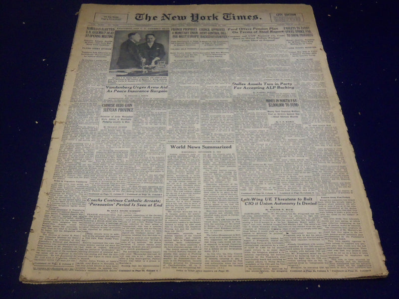 1949 SEPTEMBER 21 NEW YORK TIMES - ROMULO NEW U. N. HEAD - NT 3662