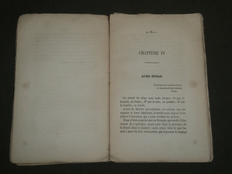 1864 DU TABAC SON INFLUENCE SUR L'HOMME BOOK BY DOCTEUR G. A. HENRIECK - J 4759