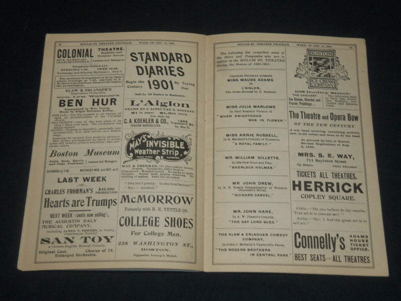 1901 WHEN WE WERE TWENTY - HOLLIS ST. THEATRE PROGRAM - J 5678