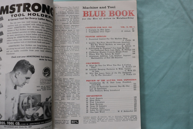 1961 MACHINE AND TOOL BLUE BOOK MAGAZINE - LOT OF 2 - K 3285