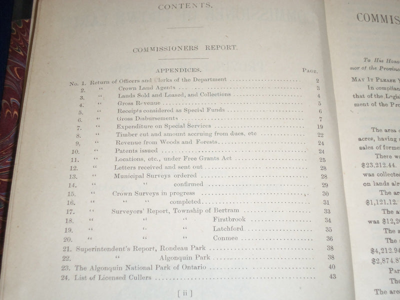 1902 REPORT OF THE COMMISSIONER OF CROWN LANDS PROVINCE OF ONTARIO - KD 2650