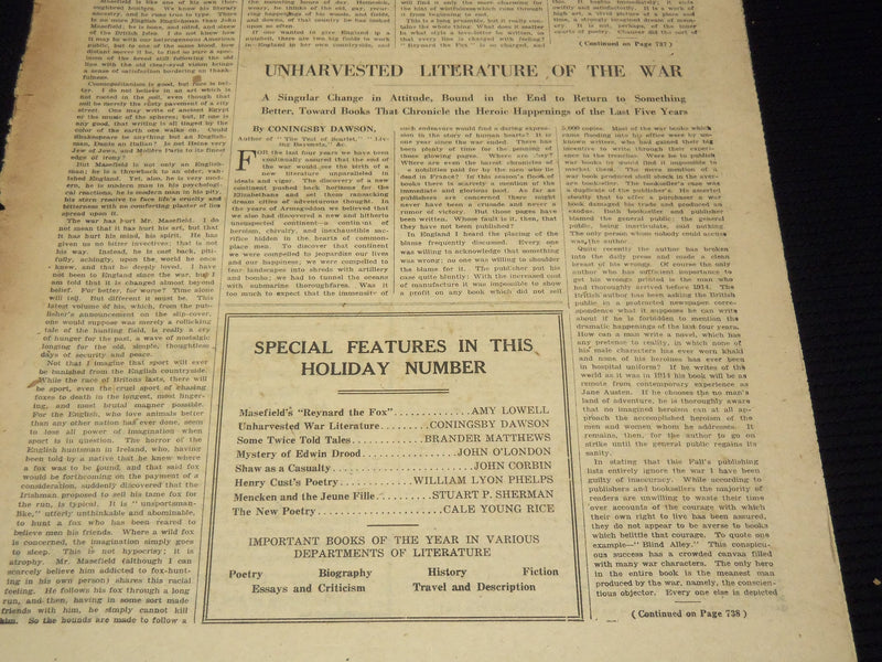 1919 NEW YORK TIMES NEWSPAPER BOOK REVIEW SECTIONS LOT OF 15 ISSUES - O 3221F