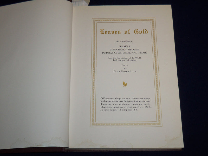 1964 LEAVES OF GOLD AN ANTHOLOGY BOOK BY CLYDE LYTLE - PRAYERS - KD 1378I