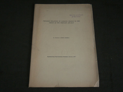 1917 CLIMATIC CHANGE TO TERTIARY APE-MAN SOFTCOVER BOOK BY BARRELL - J 7116