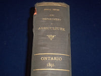 1891 ANNUAL REPORT OF DEPARTMENT OF AGRICULTURE PROVINCE OF ONTARIO - KD 2654