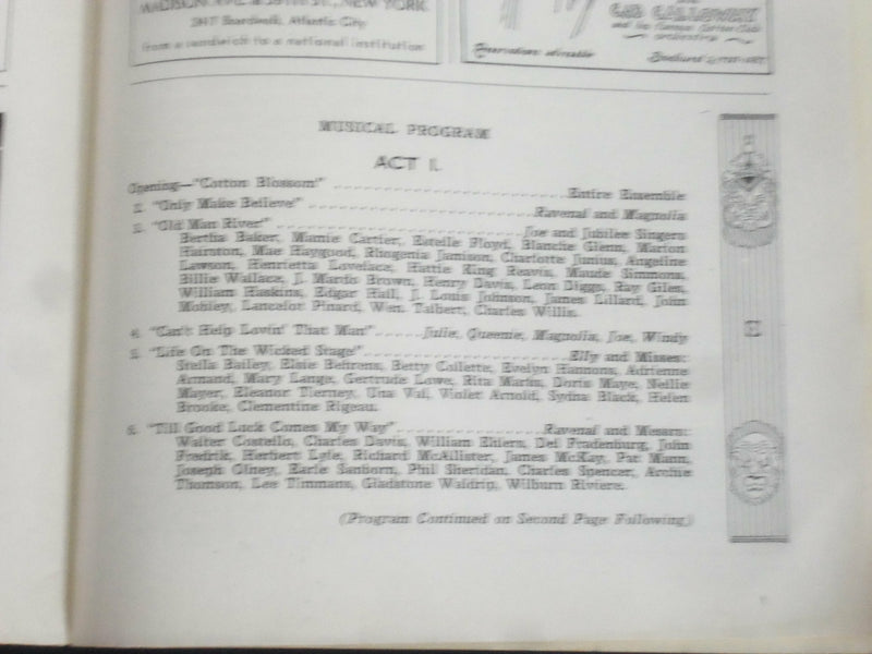 1932 OCTOBER 3 PLAYBILL PROGRAM - SHOW BOAT - HELEN MORGAN - J 6469