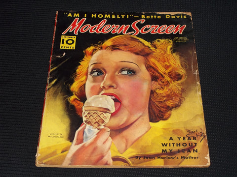1938 SEPTEMBER MODERN SCREEN MAGAZINE - JEANETTE MAC DONALD COVER - E 15664