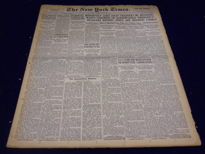 1941 JULY 22 NEW YORK TIMES - ROOSEVELT ASKS TRAINERS BE RETAINED - NT 1361