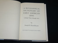 1960 A BIOGRAPHICAL DICTIONARY OF EARLY AMERICAN JEWS BOOK ROSENBLOM- KD 2762W