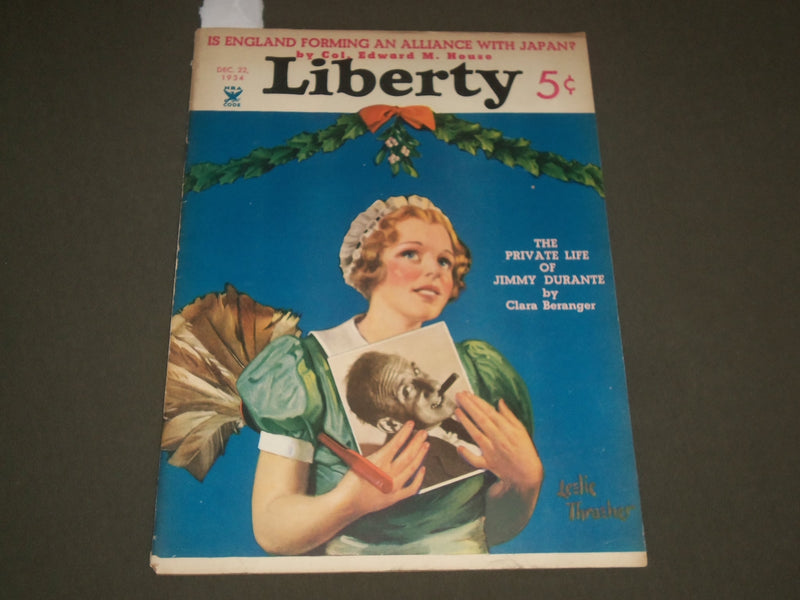 1934 DECEMBER 22 LIBERTY MAGAZINE - JIMMY DURANTE - GREAT FRONT COVER - SP 8567