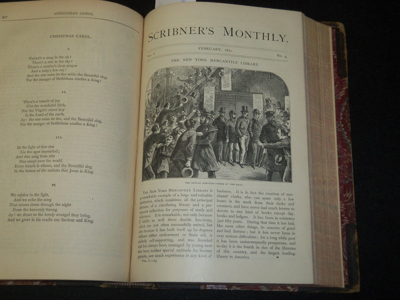 1870-1871 SCRIBNER'S MONTHLY MAGAZINE BOUND VOLUME NO. 1 - NICE ILLUS - JC 33