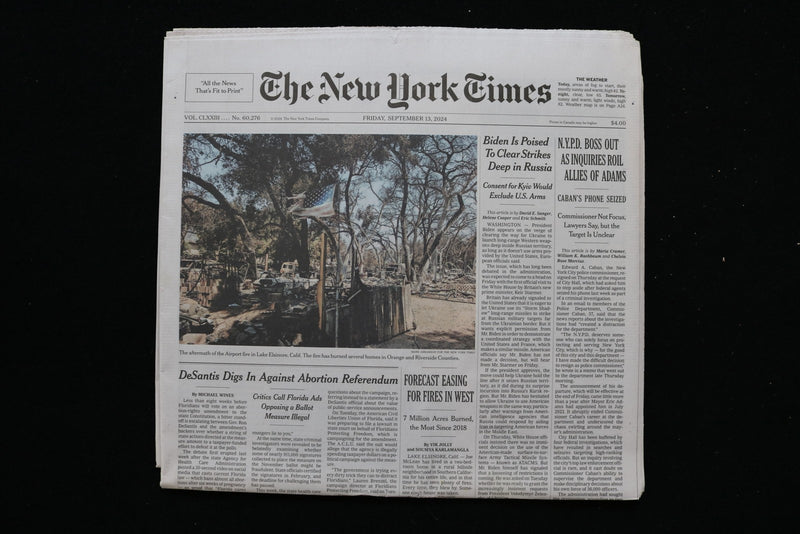 2024 SEP 13 NEW YORK TIMES - NYPD BOSS OUT AS INQUIRIES ROIL ALLIES OF ADAMS